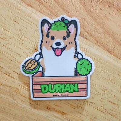 "Durian Corgi" - Vinyl Sticker